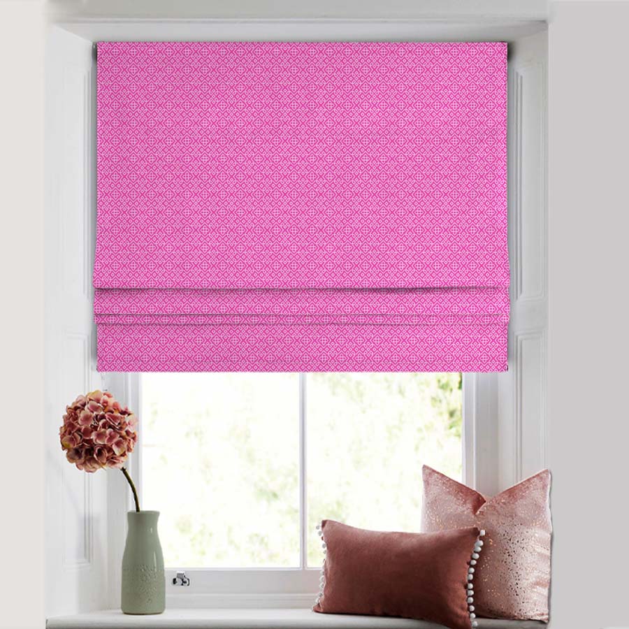 Colorful Knots Indie Hot Pink Satin Roman Blind (DS491C)