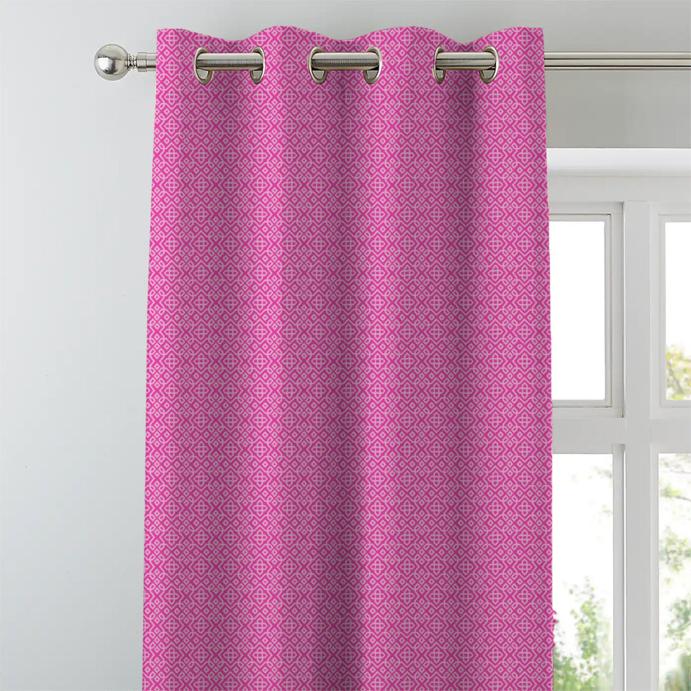 Colorful Knots Indie Hot Pink Heavy Satin Blackout curtains Set Of 2 - (DS491C)