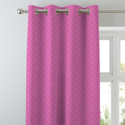Colorful Knots Indie Hot Pink Heavy Satin Blackout curtains Set Of 2 - (DS491C)