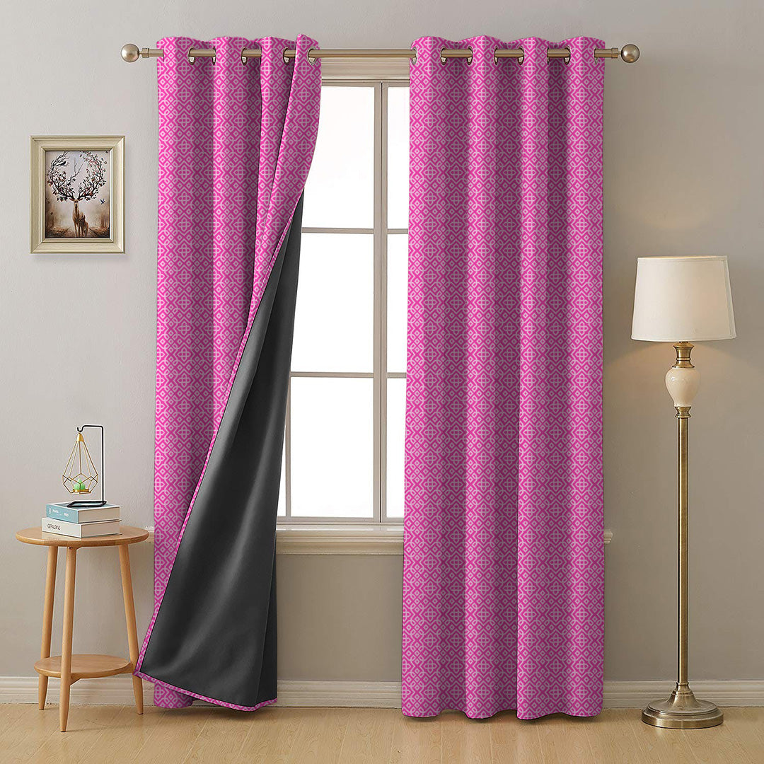 Colorful Knots Indie Hot Pink Heavy Satin Blackout curtains Set Of 2 - (DS491C)
