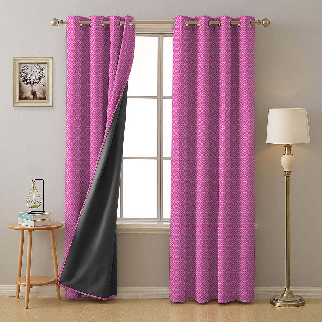 Colorful Knots Indie Hot Pink Heavy Satin Blackout curtains Set Of 2 - (DS491C)