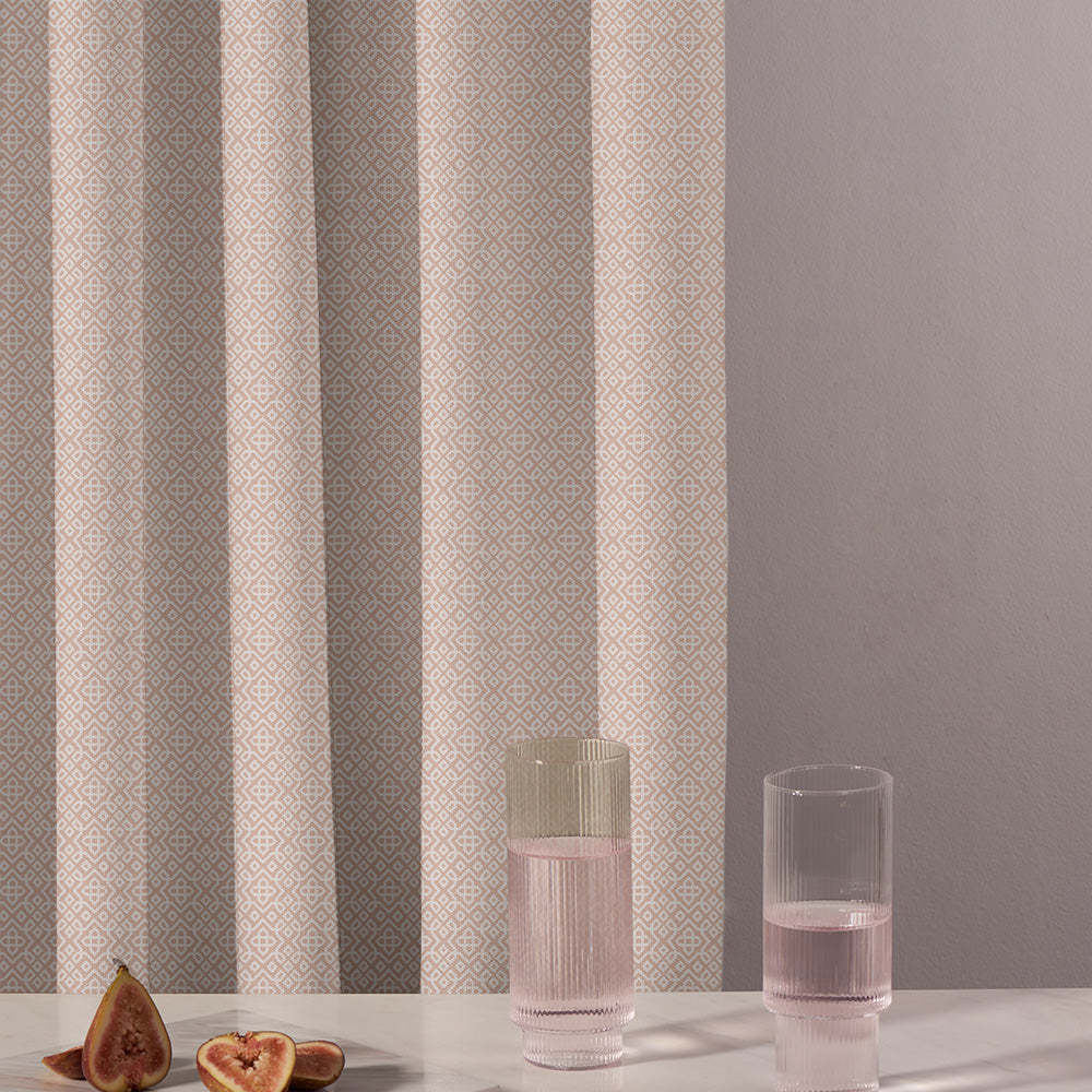 Colorful Knots Indie Rose Beige Heavy Satin Blackout curtains Set Of 2 - (DS491D)