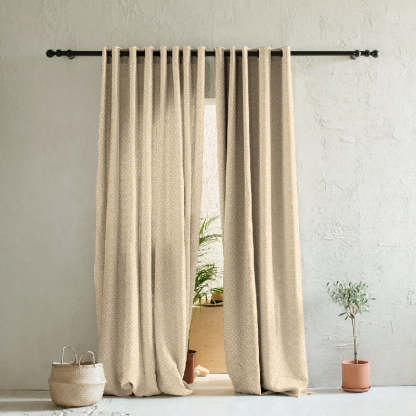 Colorful Knots Indie Oat Beige Heavy Satin Blackout curtains Set Of 2 - (DS491E)