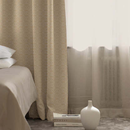 Colorful Knots Indie Oat Beige Heavy Satin Blackout curtains Set Of 2 - (DS491E)