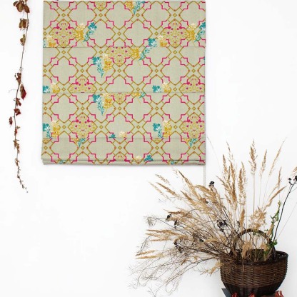 Mughal Garden Indie Sand Yellow Satin Roman Blind (DS492C)