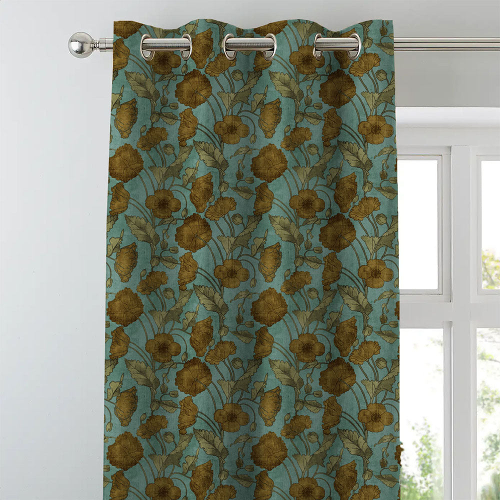 Elegant Floral Print Room Darkening Curtains- Set of 2 - DS495A