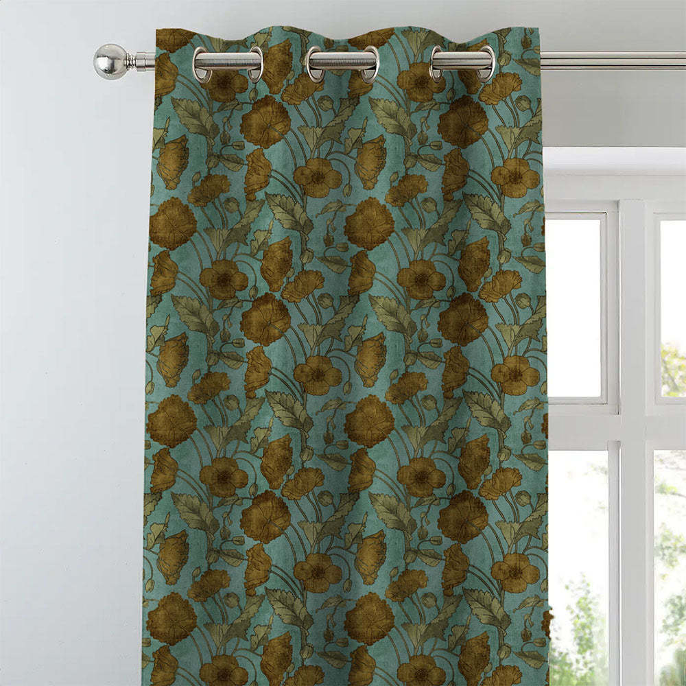 Elegant Floral Print Room Darkening Curtains- Set of 2 - DS495A