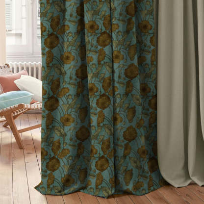 Elegant Floral Print Room Darkening Curtains- Set of 2 - DS495A