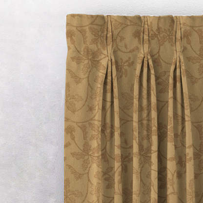 Nouveau Petal Floral Pecan yellow Heavy Satin Blackout curtains Set Of 2 - (DS496A)