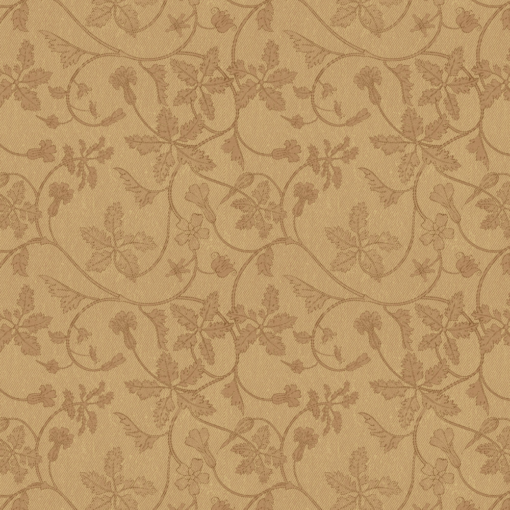 Nouveau Petal Floral Pecan yellow Heavy Satin Blackout curtains Set Of 2 - (DS496A)
