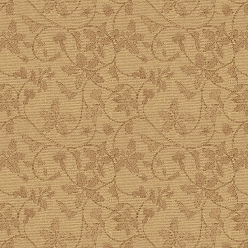 Nouveau Petal Floral Pecan yellow Heavy Satin Blackout curtains Set Of 2 - (DS496A)