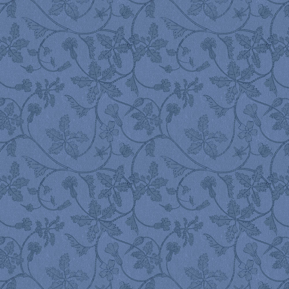 Nouveau Petal Floral Oxford Blue Heavy Satin Room Darkening Curtains Set Of 2 - (DS496C)