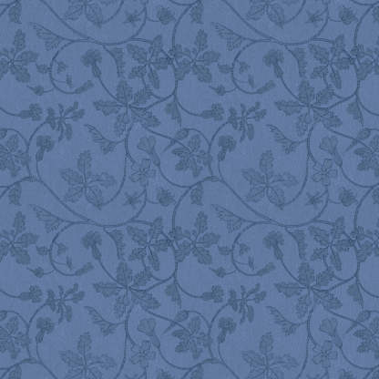 Nouveau Petal Floral Oxford Blue Heavy Satin Room Darkening Curtains Set Of 2 - (DS496C)