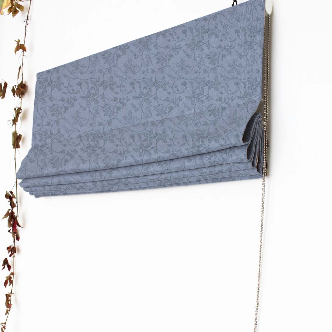 Nouveau Petal Floral Light Blue Satin Roman Blind (DS496D)