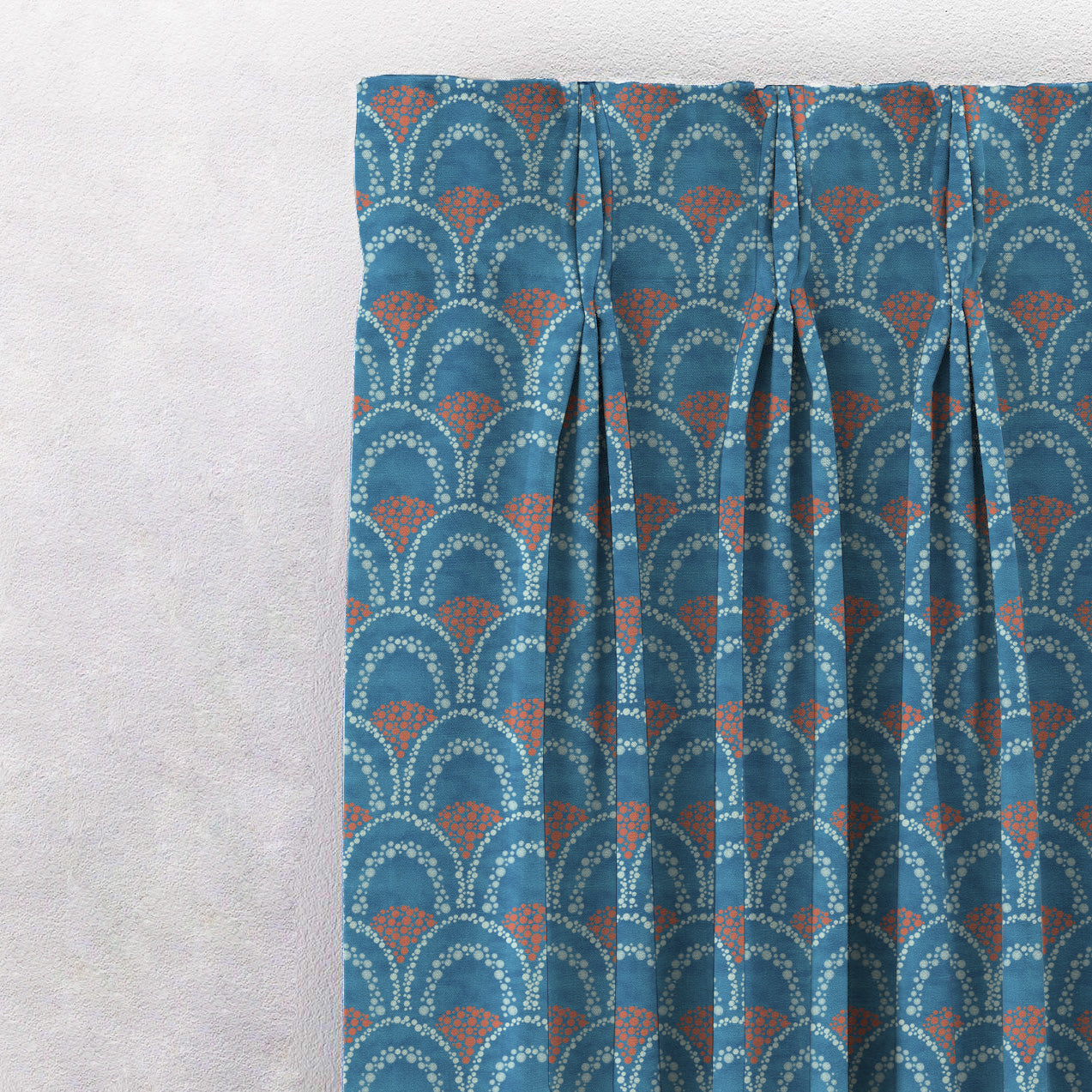 Elegent Geometric Print Matt Finish Room Darkening Curtain Set of 2 MTDS499D