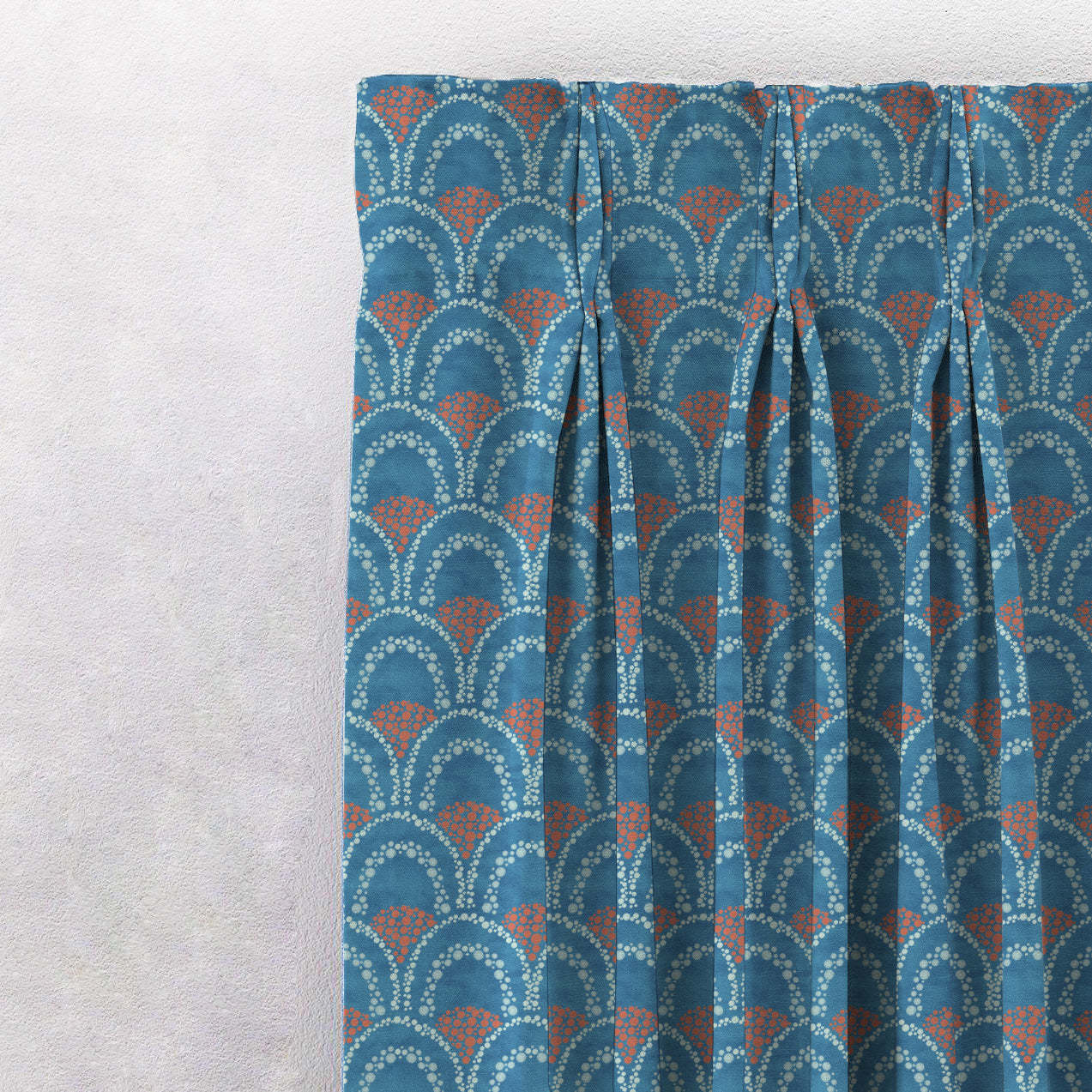 Elegent Geometric Print Matt Finish Room Darkening Curtain Set of 2 MTDS499D