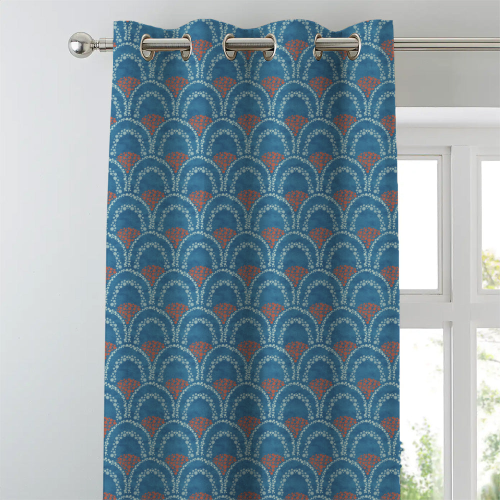 Elegent Geometric Print Matt Finish Room Darkening Curtain Set of 2 MTDS499D