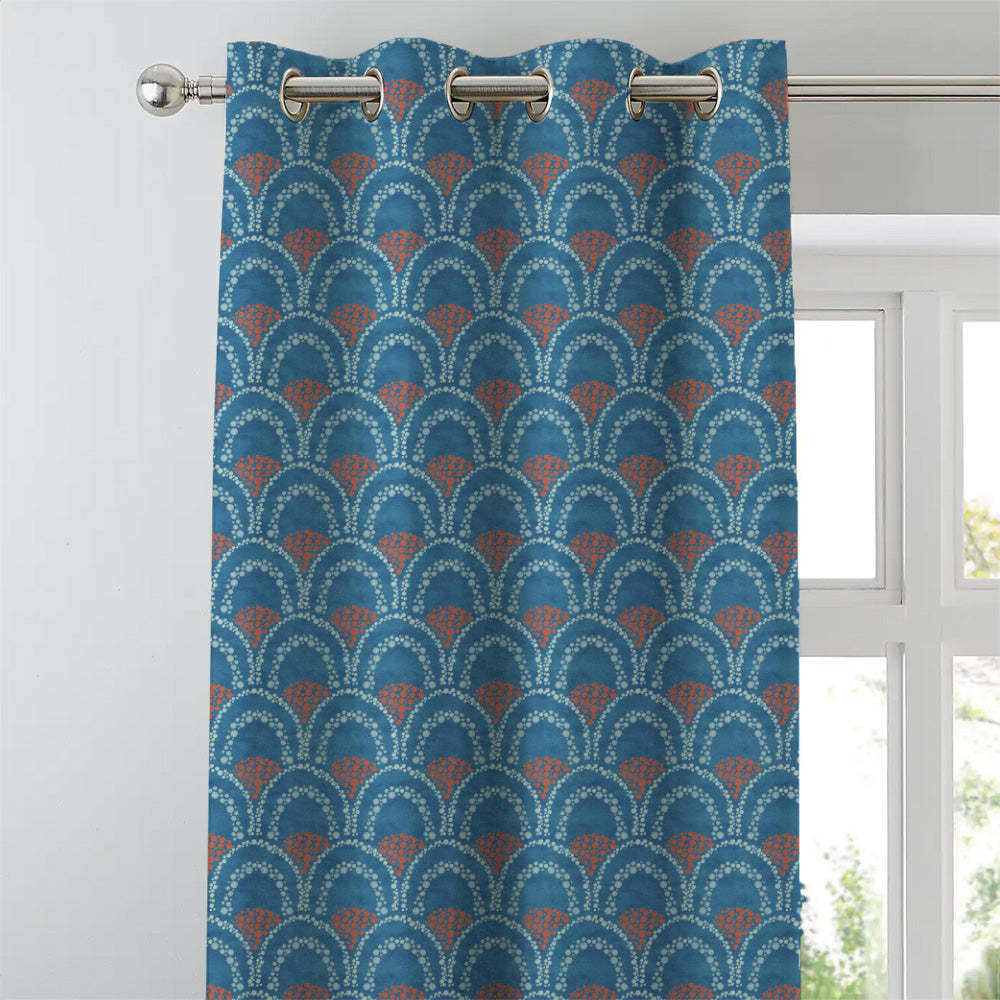 Elegent Geometric Print Matt Finish Room Darkening Curtain Set of 2 MTDS499D