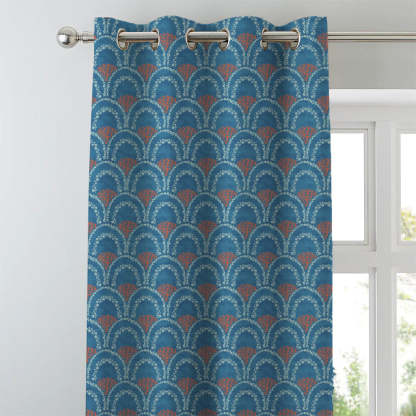 Elegent Geometric Print Matt Finish Room Darkening Curtain Set of 2 MTDS499D