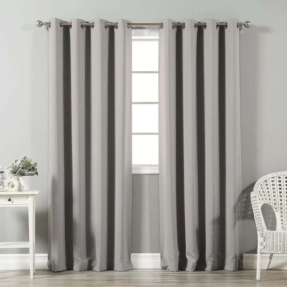 Jacquard Room Darkening Curtains in Smoke Grey Set Of 2 - (P49)