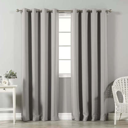 Jacquard Room Darkening Curtains in Smoke Grey Set Of 2 - (P49)