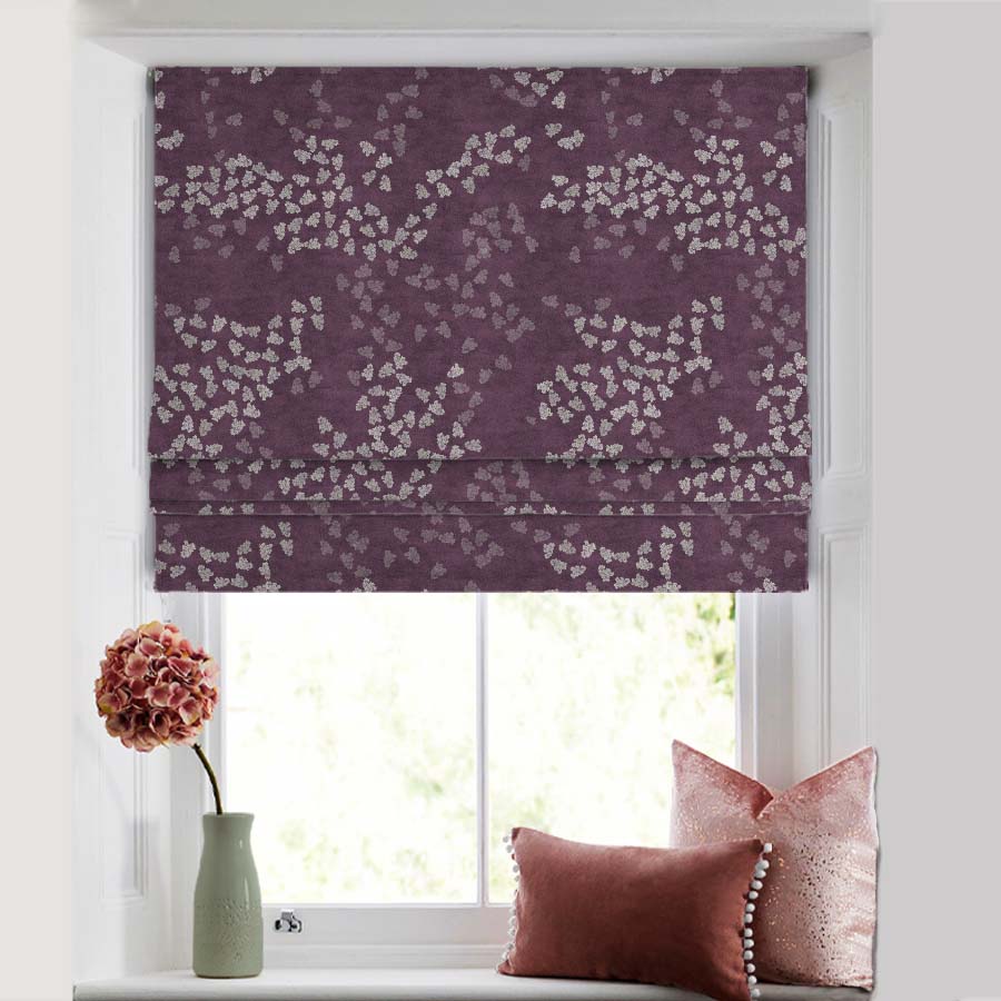 Fluttering Beauty Geometric Wine Red Satin Roman Blind (DS500A)