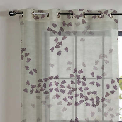 Elegant Coral Print Sheer Semi Transparent Curtain - Set of 2 -DS500B