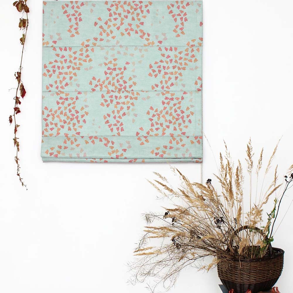 Fluttering Beauty Geometric Tame Teal Satin Roman Blind (DS500C)