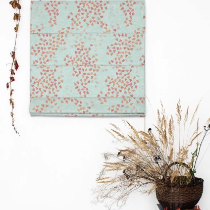 Fluttering Beauty Geometric Tame Teal Satin Roman Blind (DS500C)