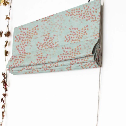 Fluttering Beauty Geometric Tame Teal Satin Roman Blind (DS500C)