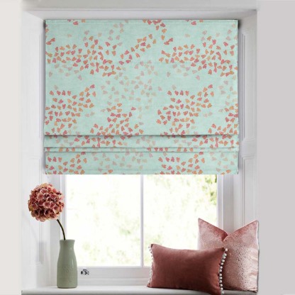 Fluttering Beauty Geometric Tame Teal Satin Roman Blind (DS500C)