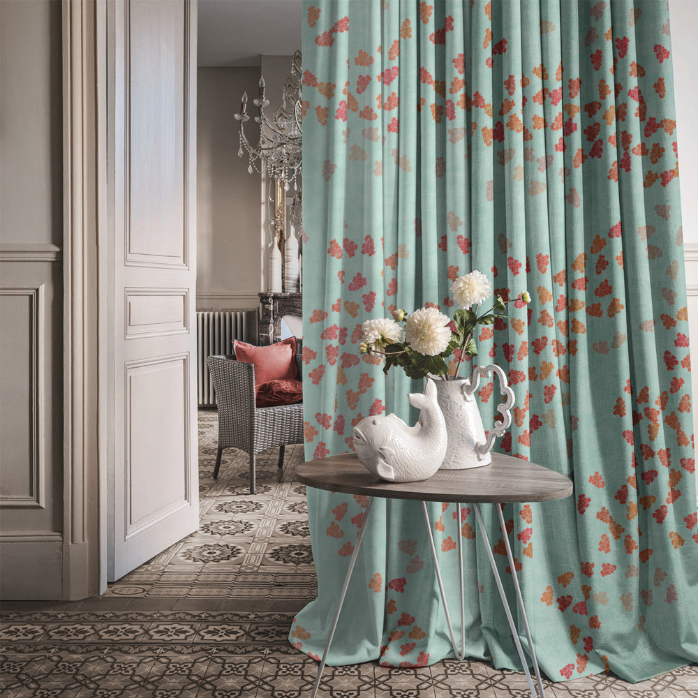 Hues of Nature Floral & Ombre Print Combination Room Darkening Curtains Set Of 4 Door Curtain - (500COMBRE21)