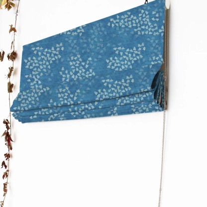 Fluttering Beauty Geometric Pacific Blue Satin Roman Blind (DS500D)
