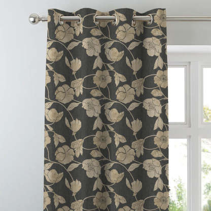 Elegant Floral Print Room Darkening Curtains- Set of 2 - DS509 C