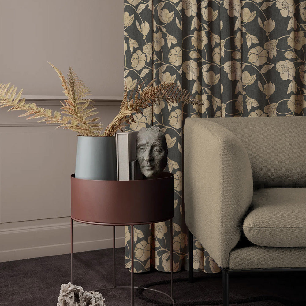 Elegant Floral Print Room Darkening Curtains- Set of 2 - DS509 C