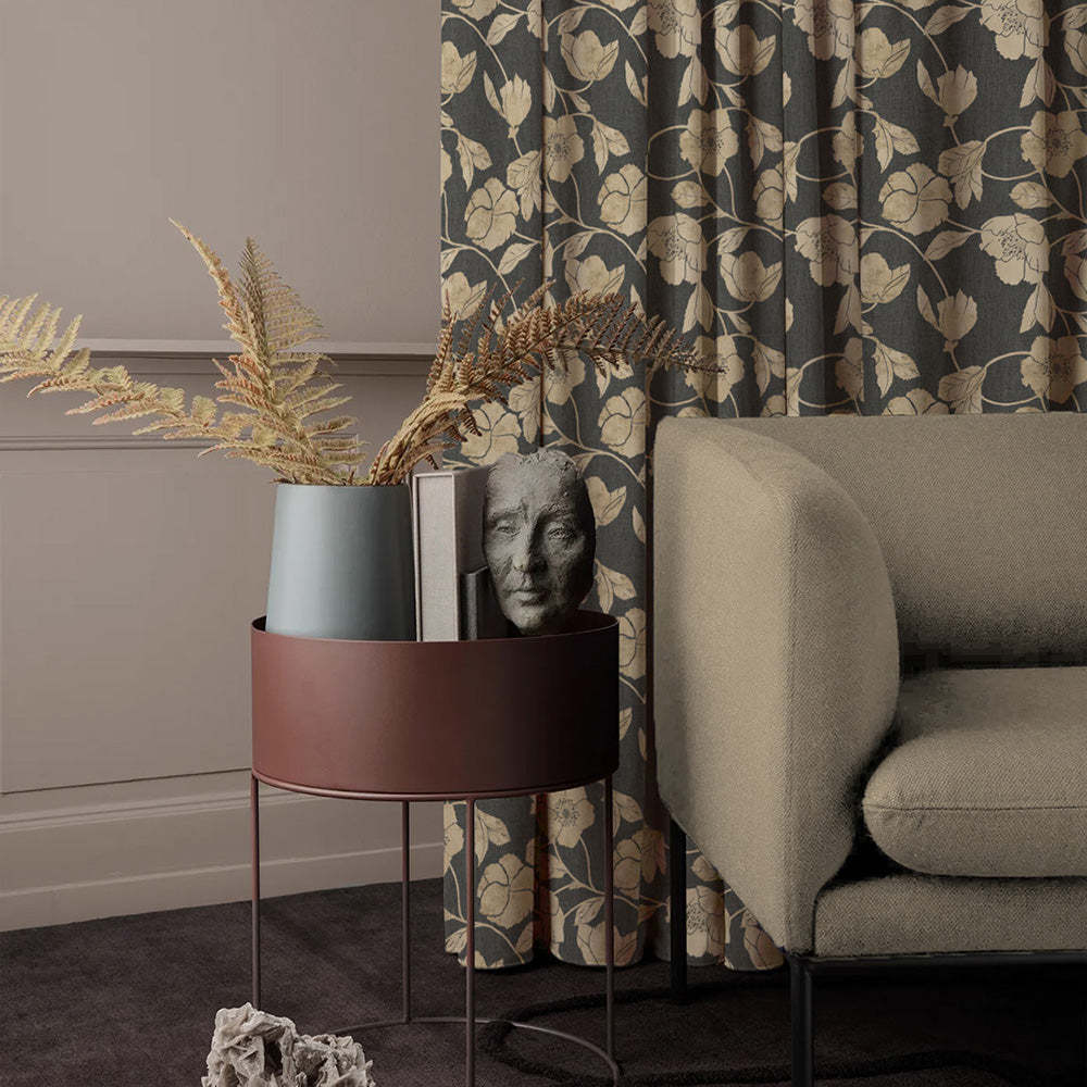 Elegant Floral Print Room Darkening Curtains- Set of 2 - DS509 C