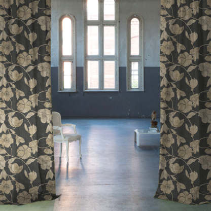 Elegant Floral Print Room Darkening Curtains- Set of 2 - DS509 C