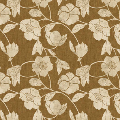 Botanic Bouquet Floral Mustard Yellow Heavy Satin Room Darkening Curtains Set Of 2 - (DS509F)
