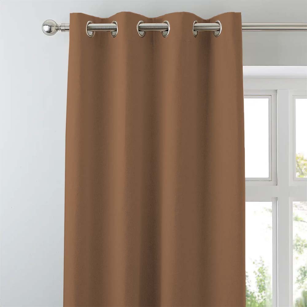 Jacquard Room Darkening Curtains in Mud Brown Set Of 2 - (P51)