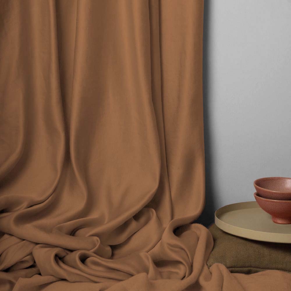 Jacquard Room Darkening Curtains in Mud Brown Set Of 2 - (P51)