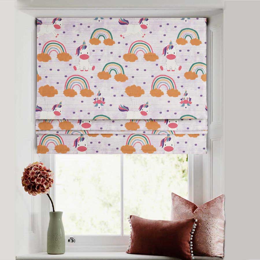 Unicorn Dreams Kids Pastel Purple Satin Roman Blind (DS510E)