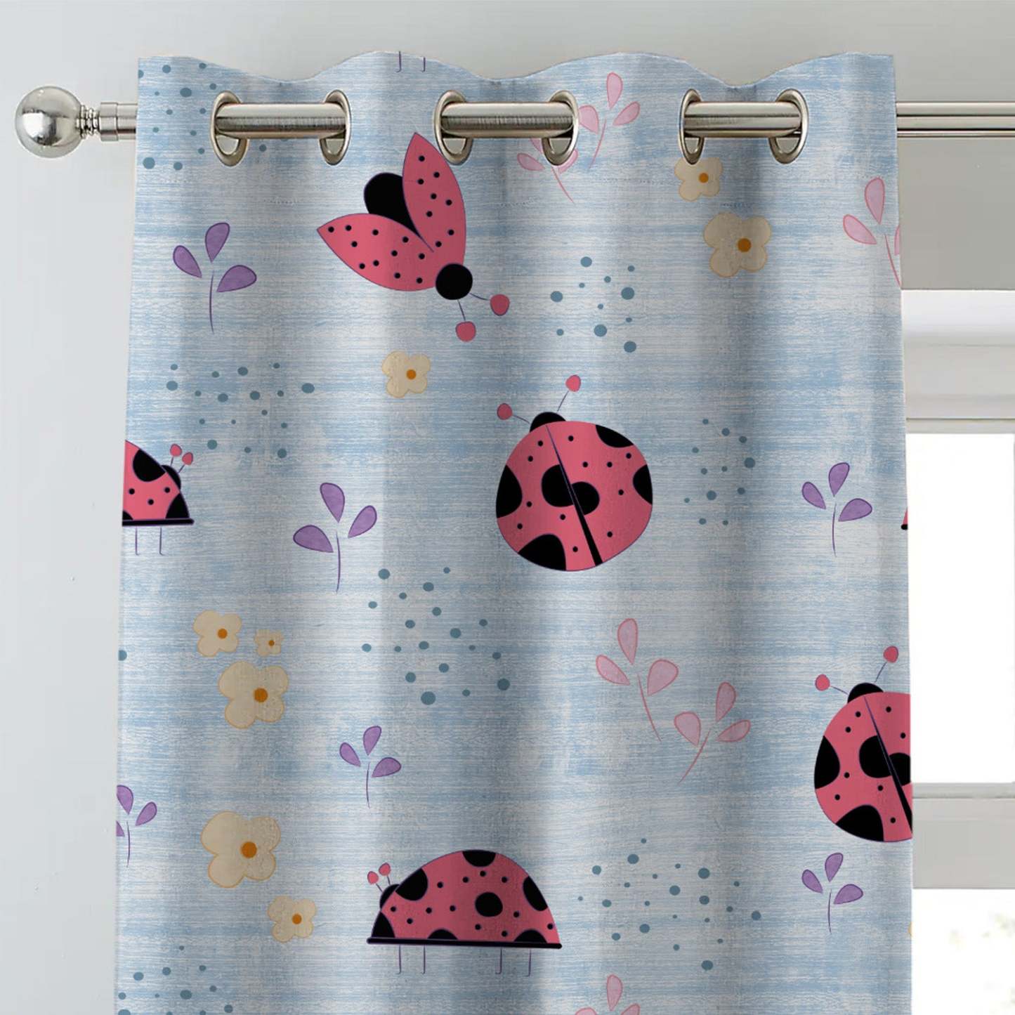 Buggy Bliss Kids Sky Blue Heavy Satin Blackout Curtains Set Of 2 - (DS511A)