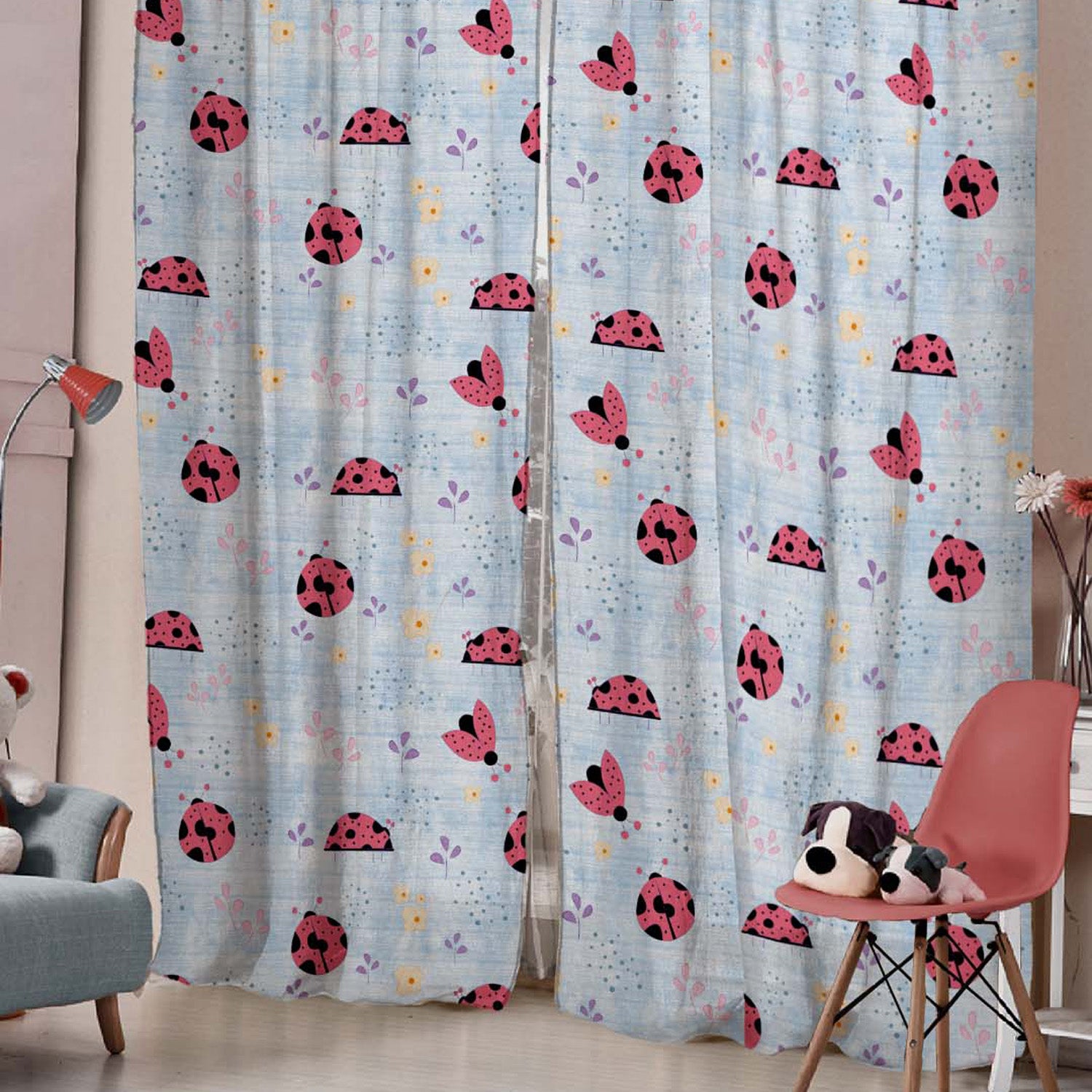 Buggy Bliss Kids Sky Blue Heavy Satin Blackout Curtains Set Of 2 - (DS511A)