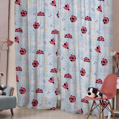 Buggy Bliss Kids Sky Blue Heavy Satin Blackout Curtains Set Of 2 - (DS511A)