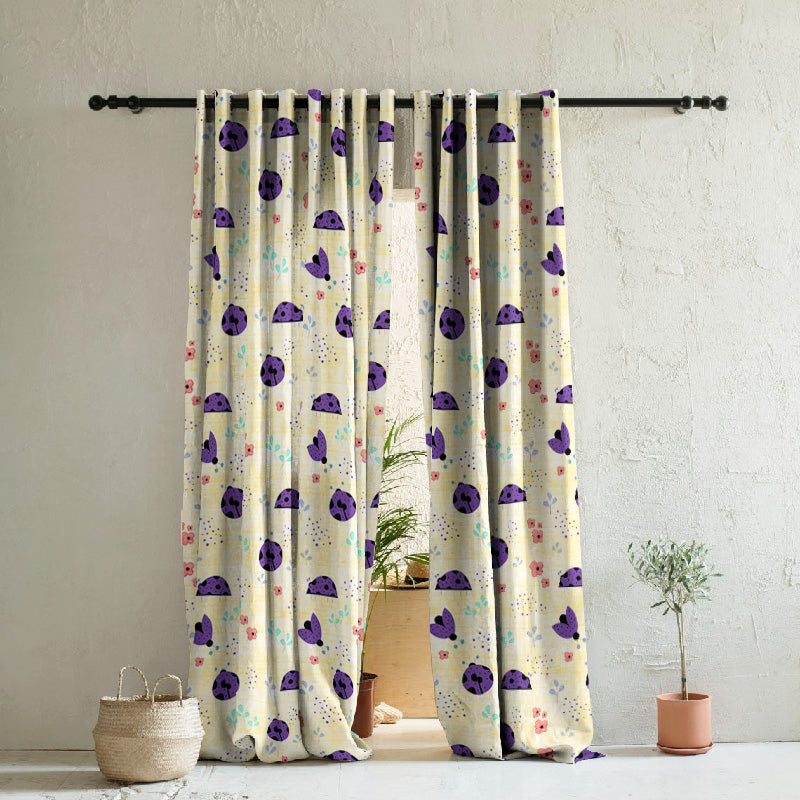 Buggy Bliss Kids Sunny Yellow Heavy Satin Room Darkening Curtains Set Of 2 - (DS511B)