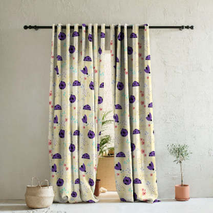 Buggy Bliss Kids Sunny Yellow Heavy Satin Room Darkening Curtains Set Of 2 - (DS511B)