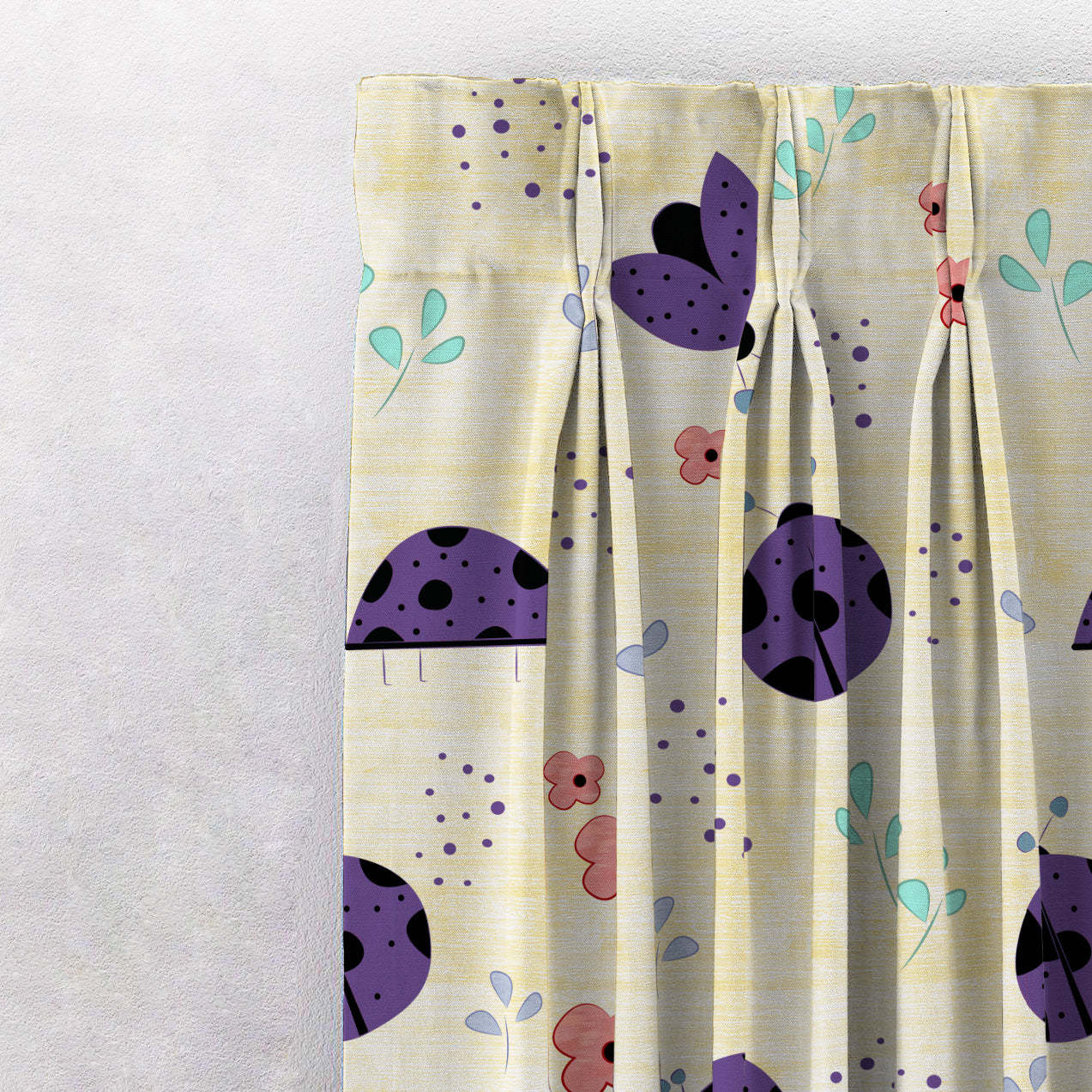 Buggy Bliss Kids Sunny Yellow Heavy Satin Room Darkening Curtains Set Of 2 - (DS511B)
