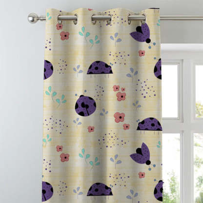 Buggy Bliss Kids Sunny Yellow Heavy Satin Room Darkening Curtains Set Of 2 - (DS511B)