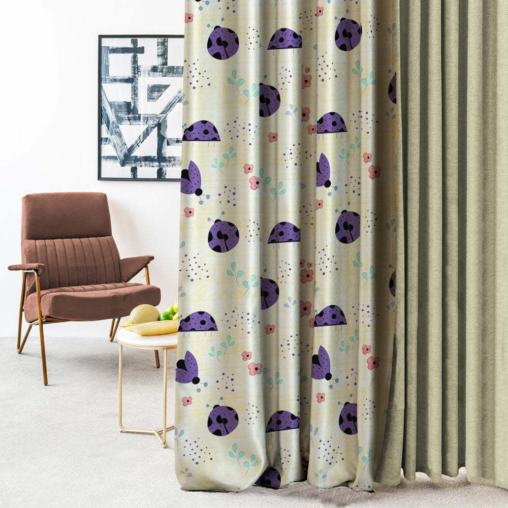 Buggy Bliss Kids Sunny Yellow Heavy Satin Room Darkening Curtains Set Of 2 - (DS511B)