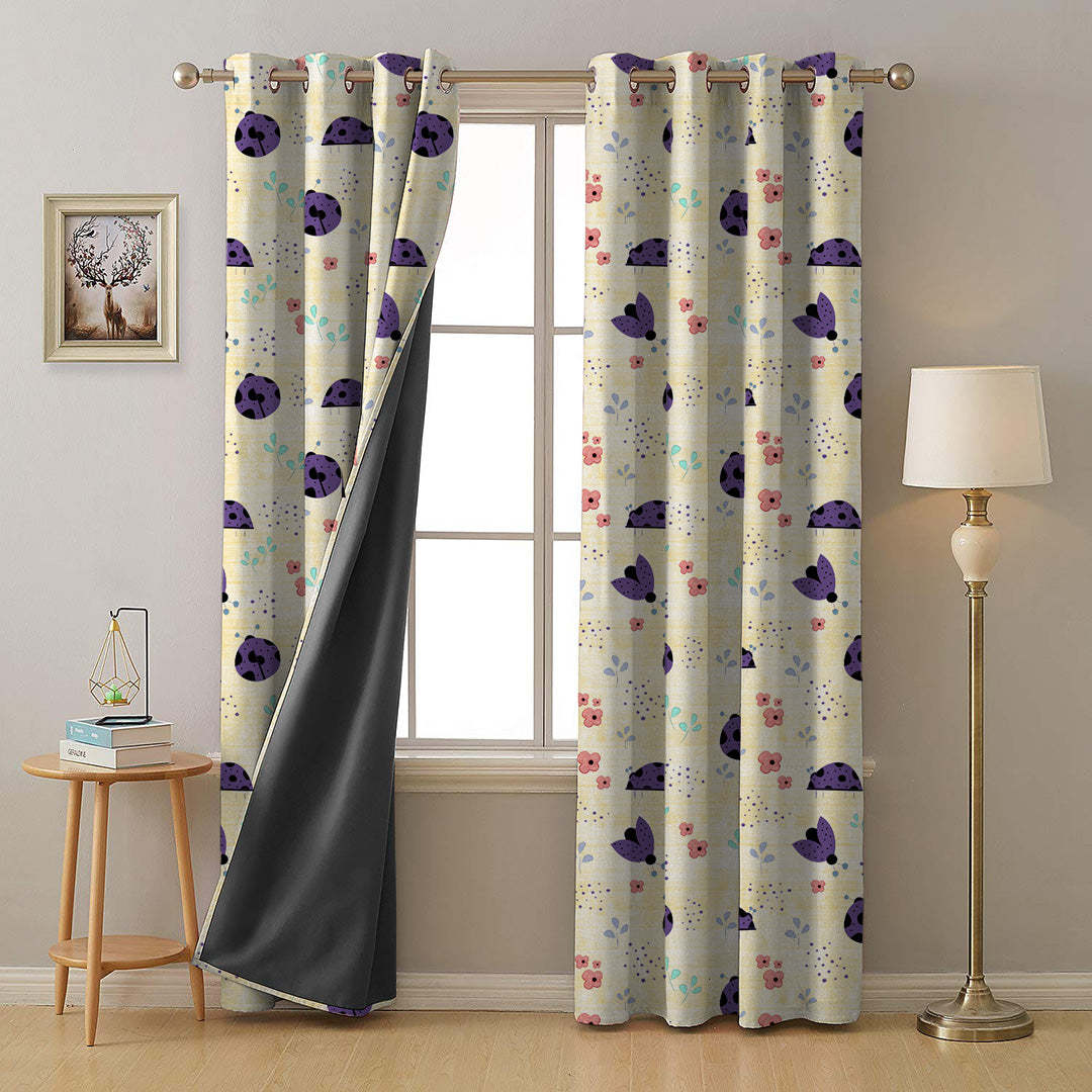 Buggy Bliss Kids Sunny Yellow Heavy Satin Room Darkening Curtains Set Of 2 - (DS511B)